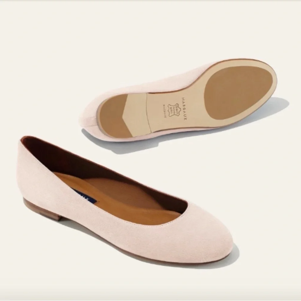 NWOT Margaux Classic Round Toe Flats in “Blush” Pink Suede Size 11.5 Narrow